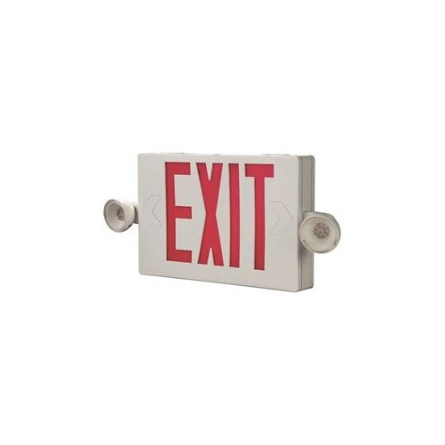 Cooper Lighting APC7R Self Powered Combination Exit Sign With LED Heads (2) LED White Housing Red Letter Sure-Lites