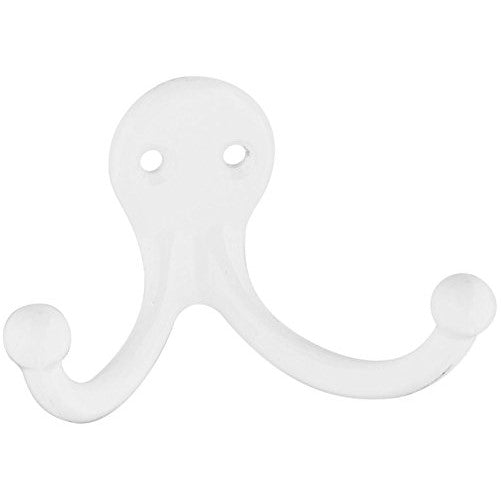 White Double Clothes Hook (Pack of 2)
