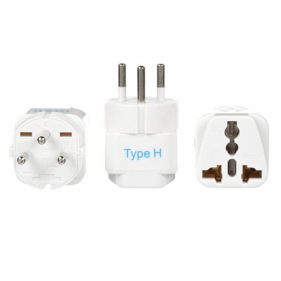 Ceptics Israel Travel Plug Adapter (Type H) - 3 Pack [Grounded & Universal] (GP-14-3PK)