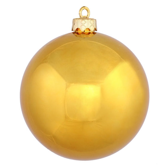 Vickerman Shiny Finish Seamless Shatterproof Christmas Ball Ornament, UV Resistant with Drilled Cap, 4 per Bag, 4.75", Antique Gold
