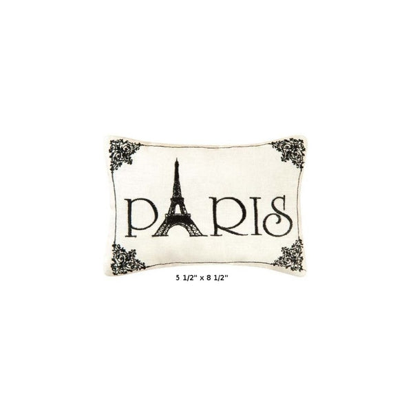 'Paris' - Small/Cute Embroidered ACCENT 'Pillow' (5 1/2' x 8 1/2')