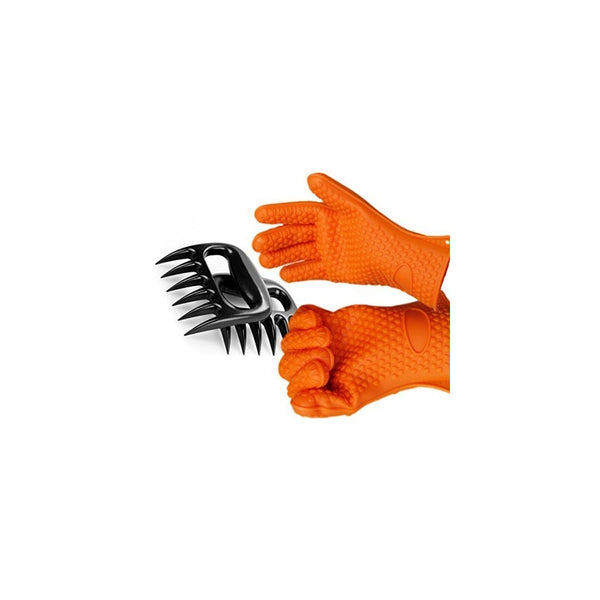 Silicone BBQ Gloves With Bear Claw Meat Shredder