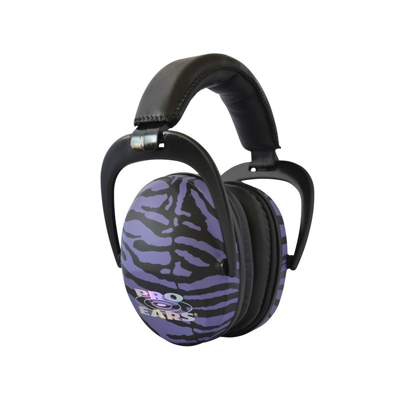 Pro Ears - Ultra Sleek -Hearing Protection - NRR 26-Ear Muffs - Purple Zebra