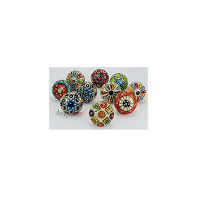 Dorpmarket 10 Pieces Set Dotted Ceramic Cabinet Colorful Knobs Furniture Handle Drawer Pulls