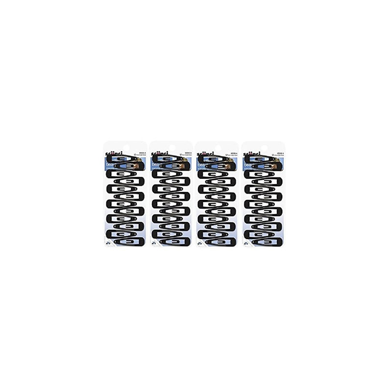 Scunci Black Contour Snap Clips, 48 Count (4 x 12 Count Packages)