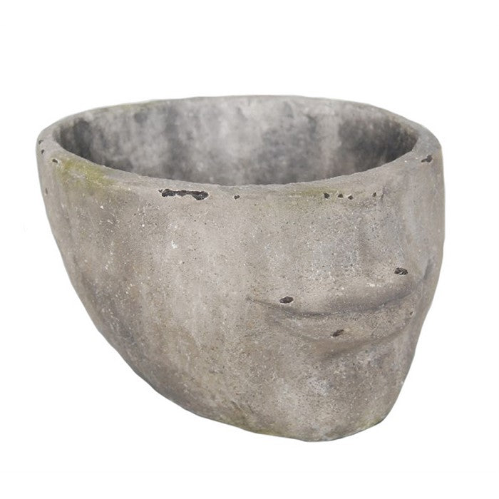 UniqueDecorative Resin Face Flower Pot, Gray