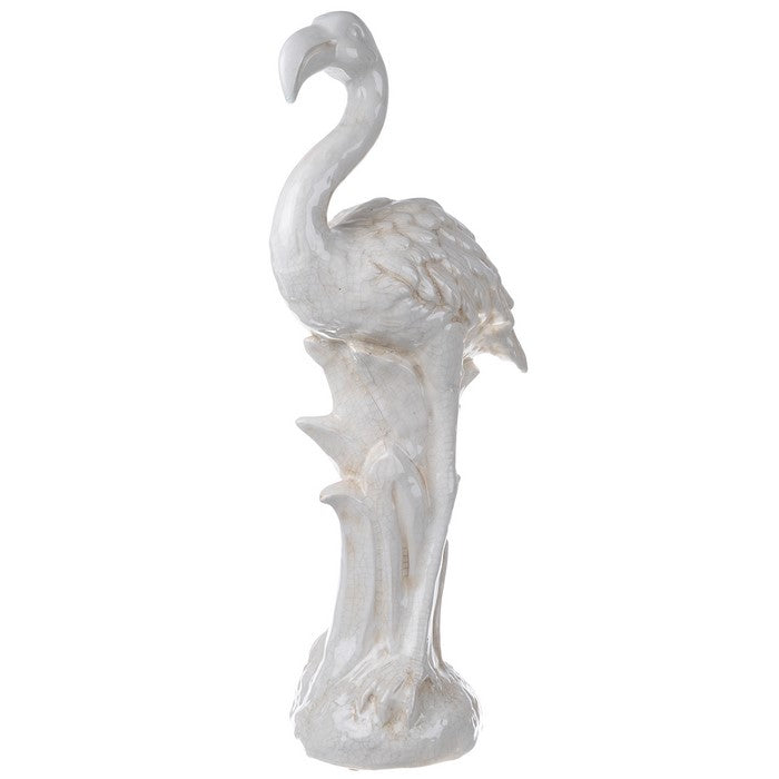 Beautiful Standing Flamingo Statuette, White
