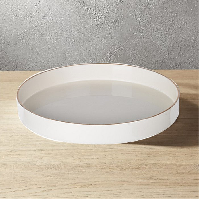 Sturdy Wooden Round Tray, White