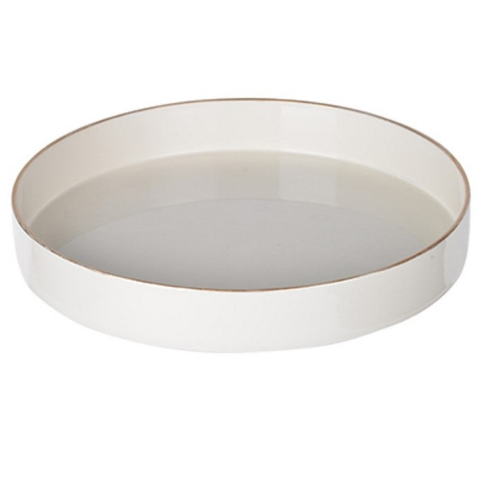 Sturdy Wooden Round Tray, White