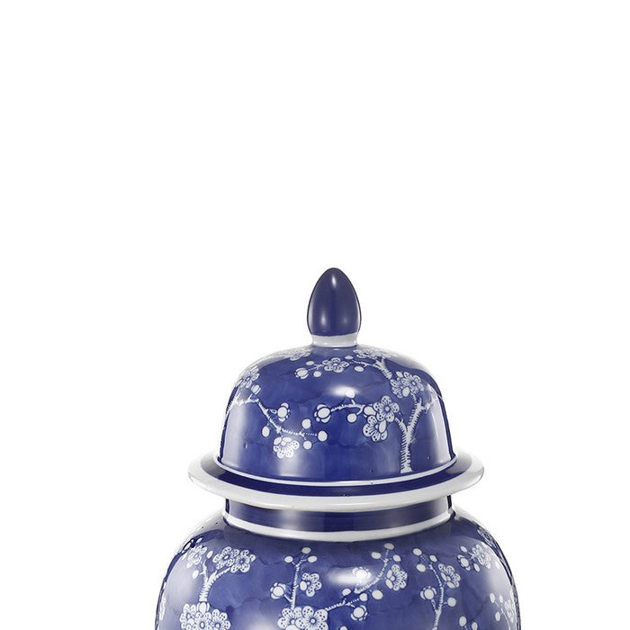 Well- Designed Flowers Ginger Jar In Blue and White
