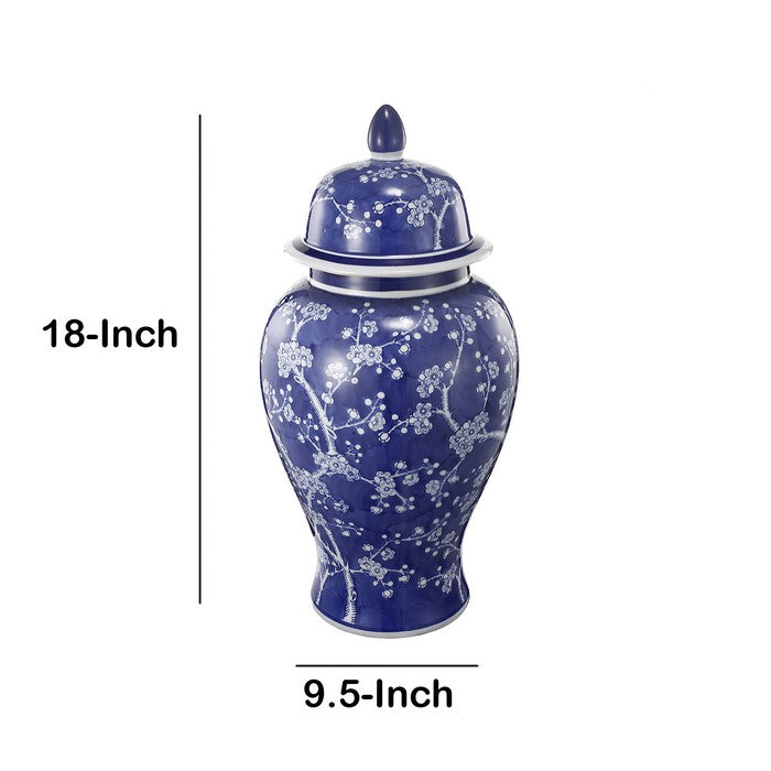 Well- Designed Flowers Ginger Jar In Blue and White