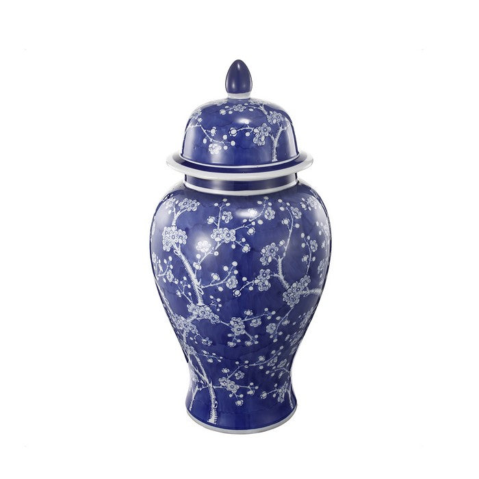 Well- Designed Flowers Ginger Jar In Blue and White