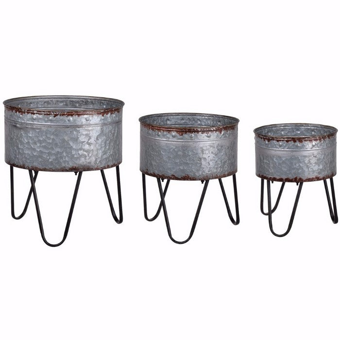Preferable Set of 3 Acoma Galvanized Metal Tubs