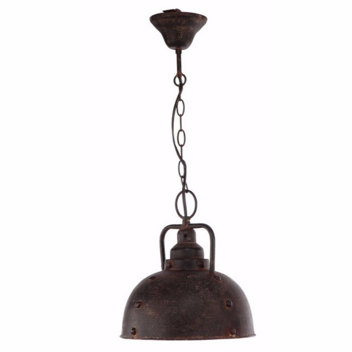 Rustically Charmed Hanging Metal Lamp, Brown