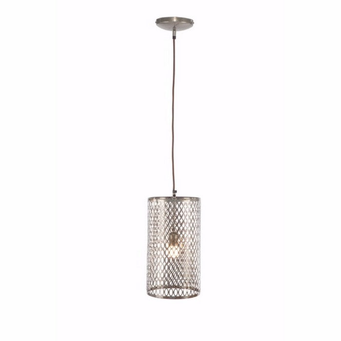 Round Metal Cutout Hanging Lamp, Silver