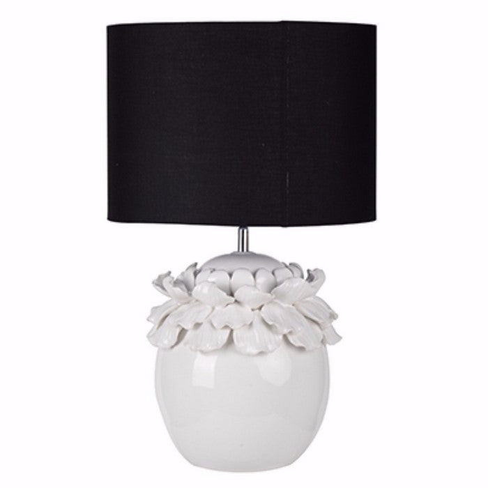 Gorgeous White Ceramic Table Lamp With Black Shade