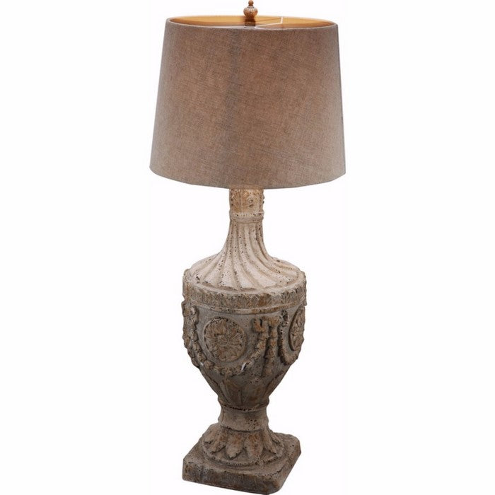 Urn shaped Magnesia Finial Table Lamp, Brown
