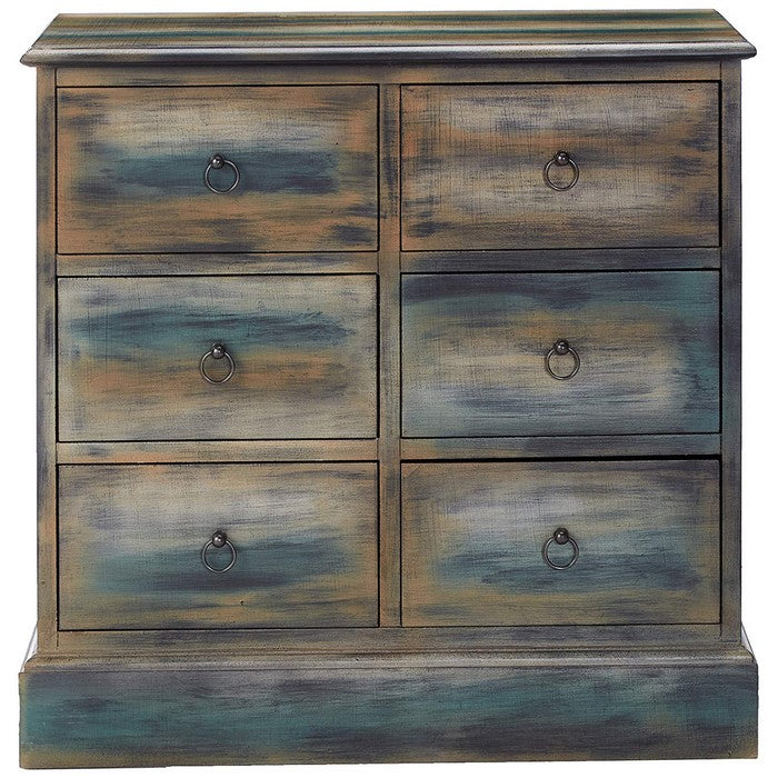 Glancio Spacious Console Table, Antique Oak & Teal Blue