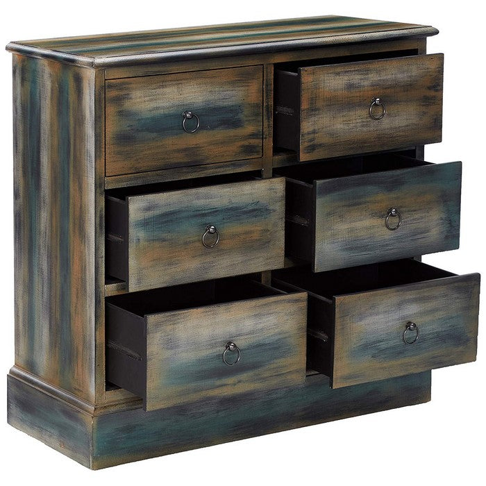 Glancio Spacious Console Table, Antique Oak & Teal Blue