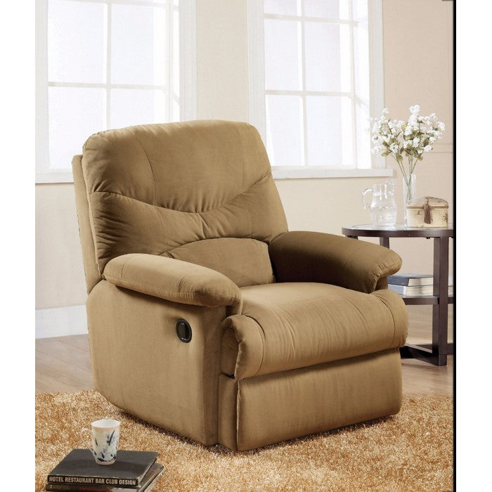 Arcadia Microfiber Glider Recliner, Light Brown