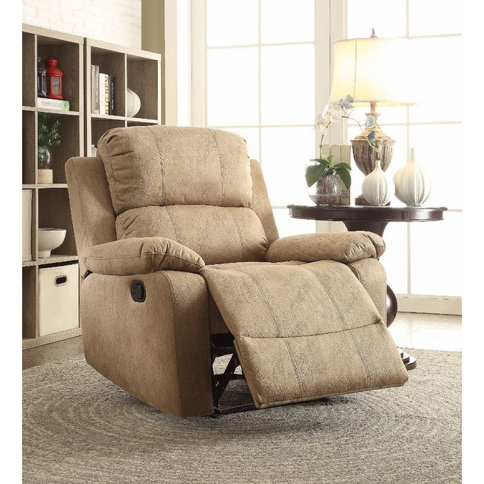Microfiber Metal Recliner Chair with Pillow Top Armrest, Beige