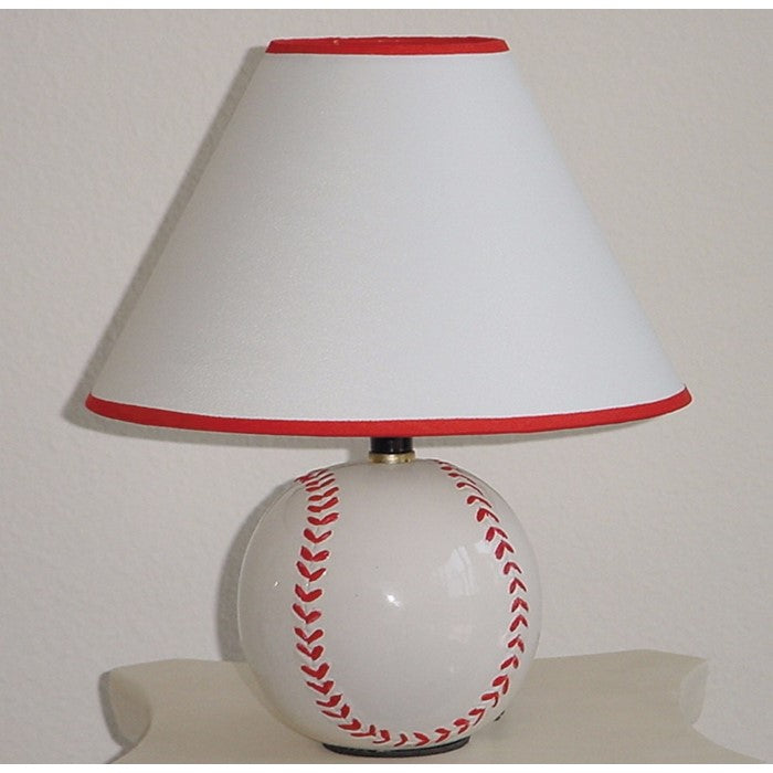 Baseball Inspired Ceramic Table Lamp, Red & White Set of 8
