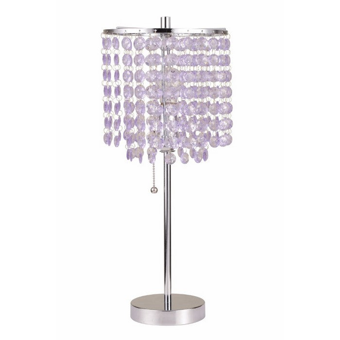 Chandelier Metal Designed Table Lamp, Light Purple & Silver, Set Of 2