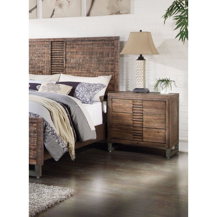 Modern Style 3 Drawers Wood Nightstand By Andria, Brown