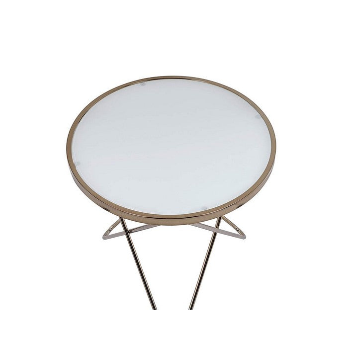 Valora End Table, Frosted Glass & Champagne