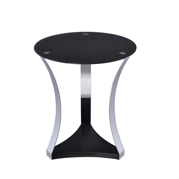 Geiger End Table, Black Glass & Chrome