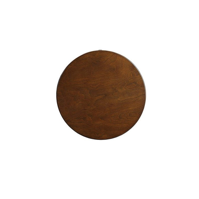 1 Drawer Round Shape Wooden End Table with Cabriole Legs, Walnut Brown