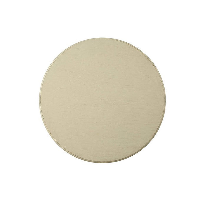 Round Shape Wooden Accent Table with Pedestal Base, Antique White