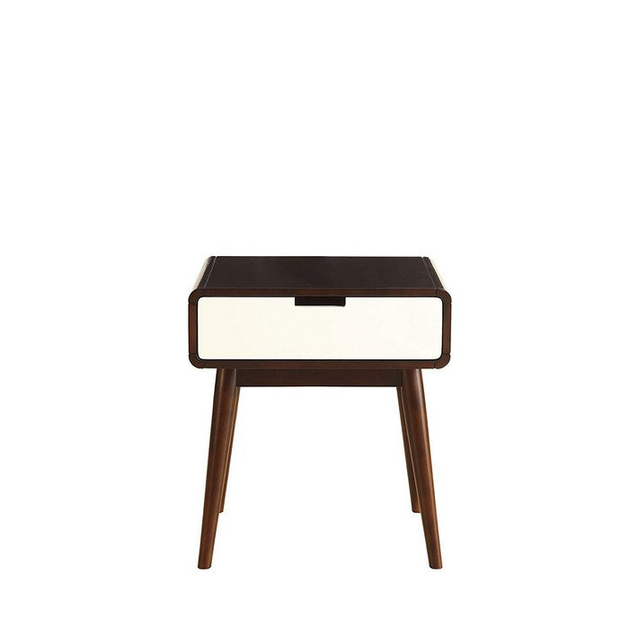 Christa End Table (USB Power Dock), Espresso & White