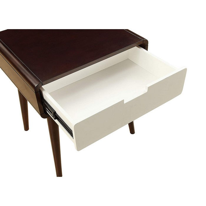 Christa End Table (USB Power Dock), Espresso & White