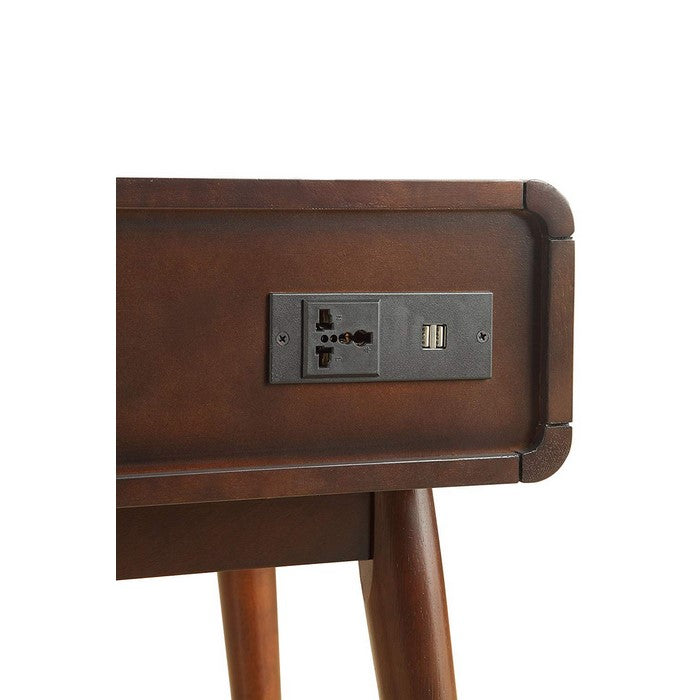 Christa End Table (USB Power Dock), Espresso & White