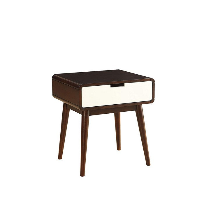 Christa End Table (USB Power Dock), Espresso & White