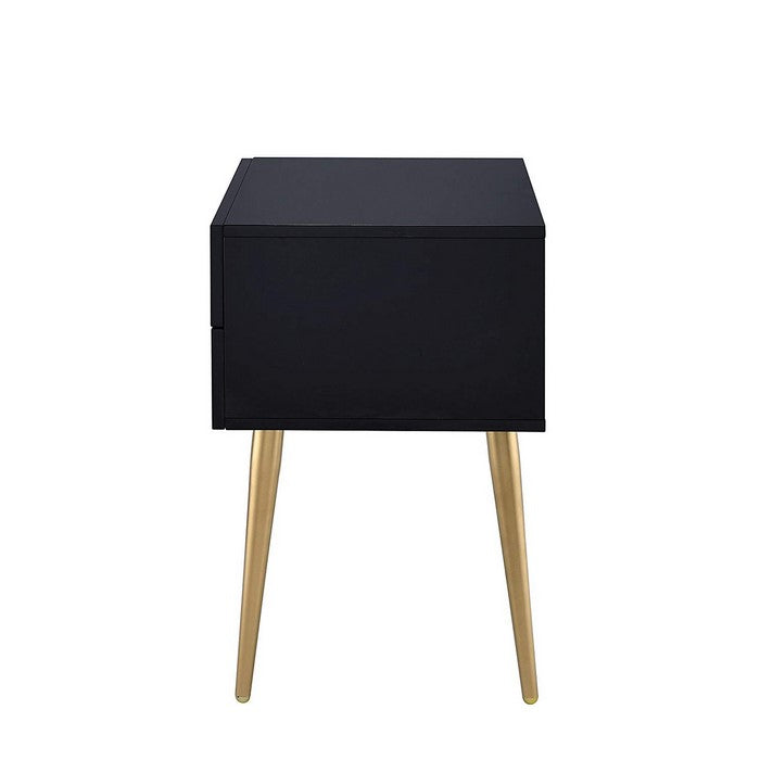 Denvor Square End Table with Drawers, Black & Gold