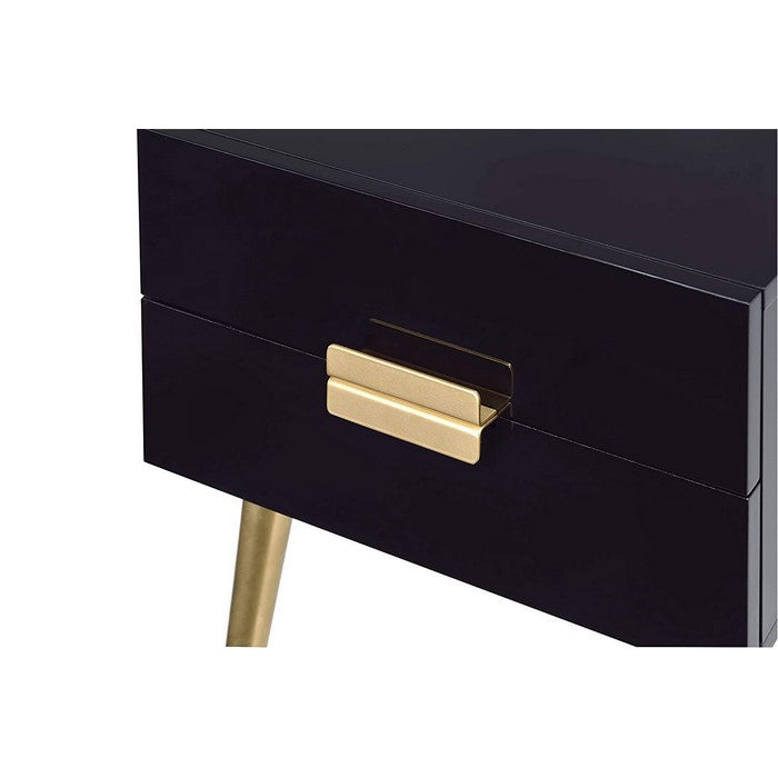 Denvor Square End Table with Drawers, Black & Gold