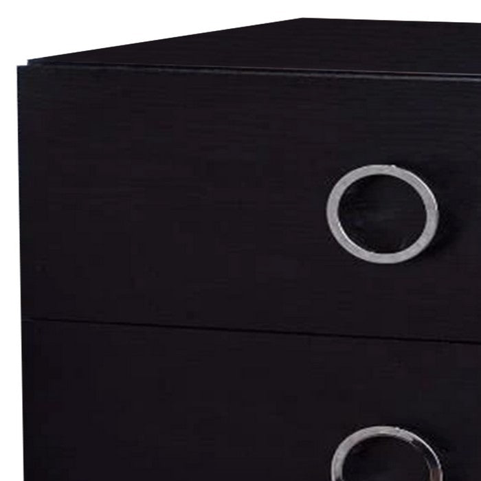 Contemporary Style Wood & Metal Nightstand By Elms, Black & Chrome