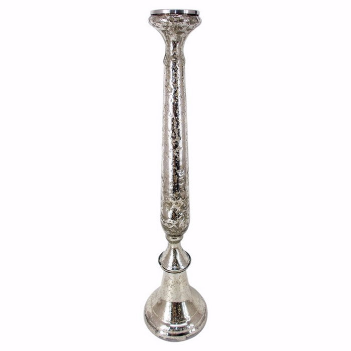 Elegantly Charmed Glass candlestick holder, Silver