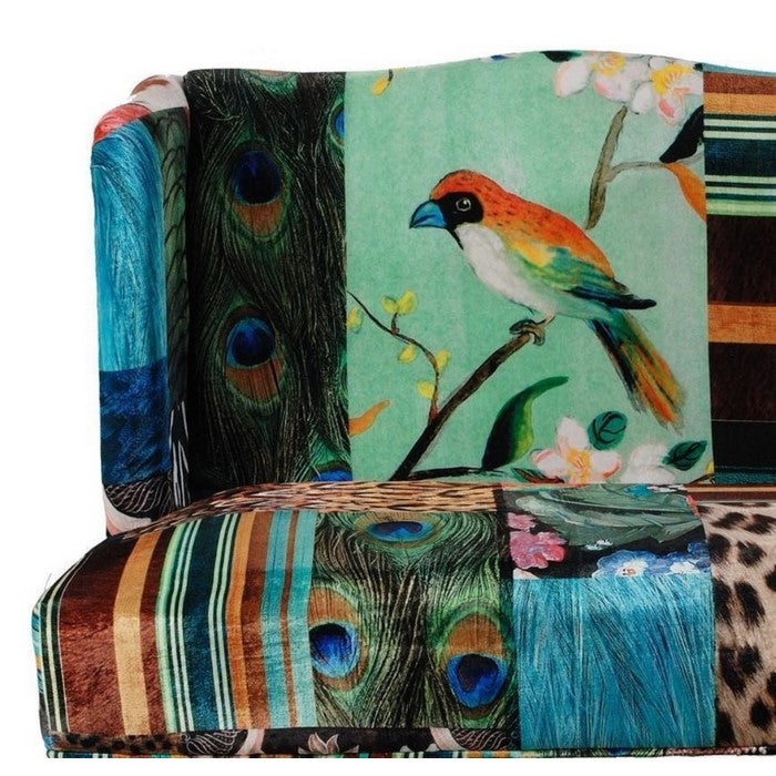Bird Collage Print Settee, Multicolor