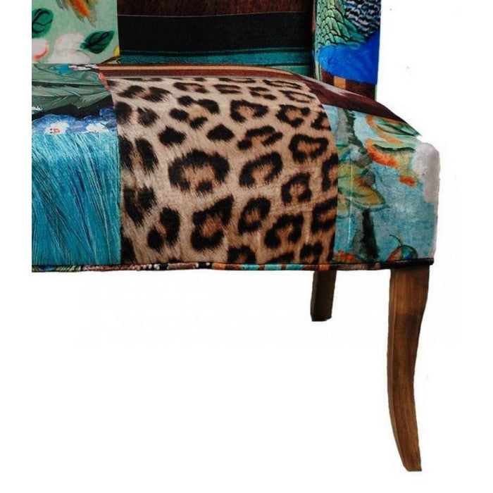 Bird Collage Print Settee, Multicolor