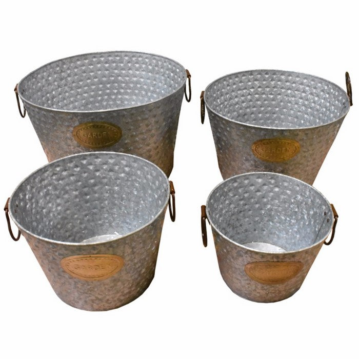 Old-Style Metal tub With Handle, Copper, Set Of 4