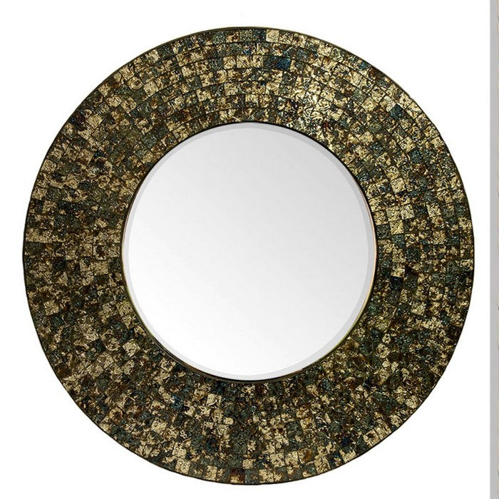 Antique Round Mosaic Patterned Mirror, Multicolor