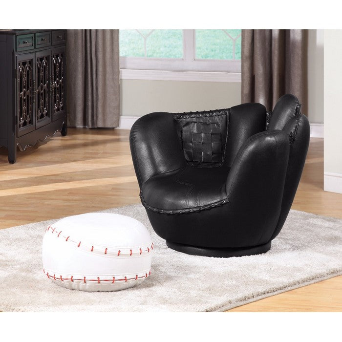 All Star 2 Piece Pack Chair & Ottoman,Baseball  Black and White
