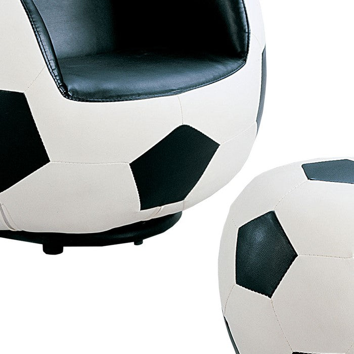 All Star 2 Piece Pack Chair & Ottoman, Soccer: White & Black