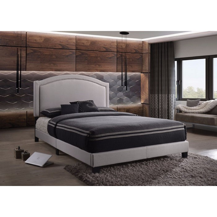 Contemporary And Stylish Queen Size Padded Bed, Grey
