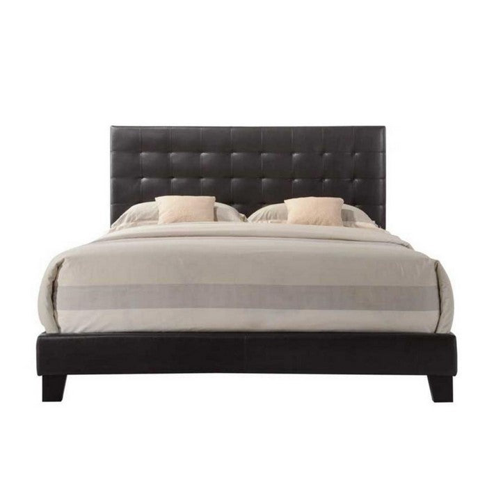 Sophistiated Transitional Style Queen Size Padded Bed, Brown