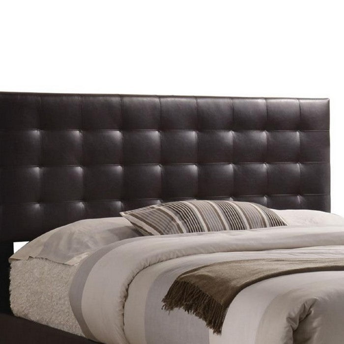 Sophistiated Transitional Style Queen Size Padded Bed, Brown