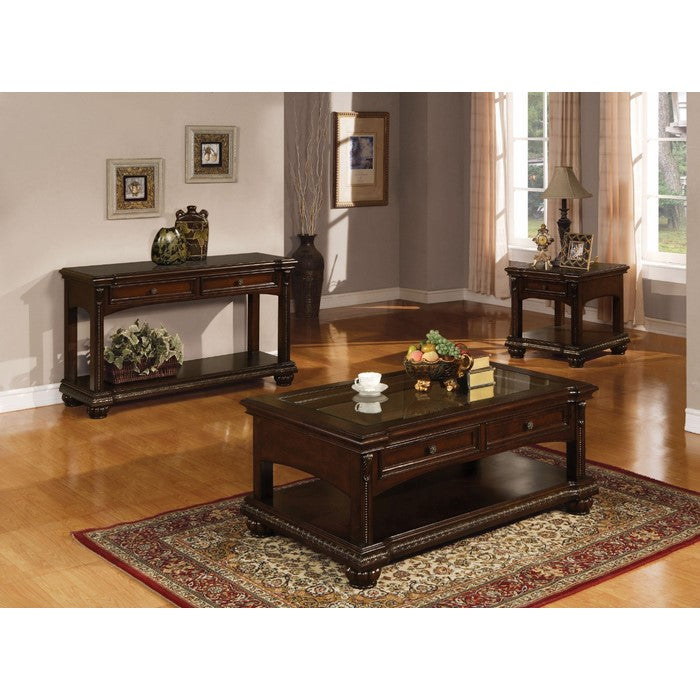 Majestic Sofa Table With 2 Drawers, Cherry Brown